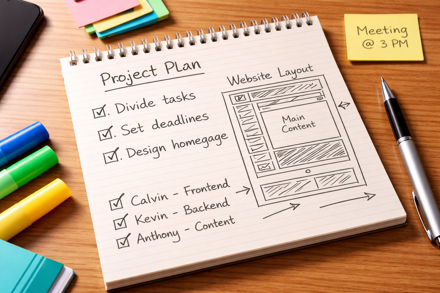 meeting notes or project sketch